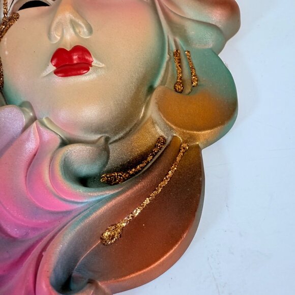 Italian Venetian Wall Art Mask Hanging VTG Decorative Artistic Ceramic Decor - Picture 11 of 16